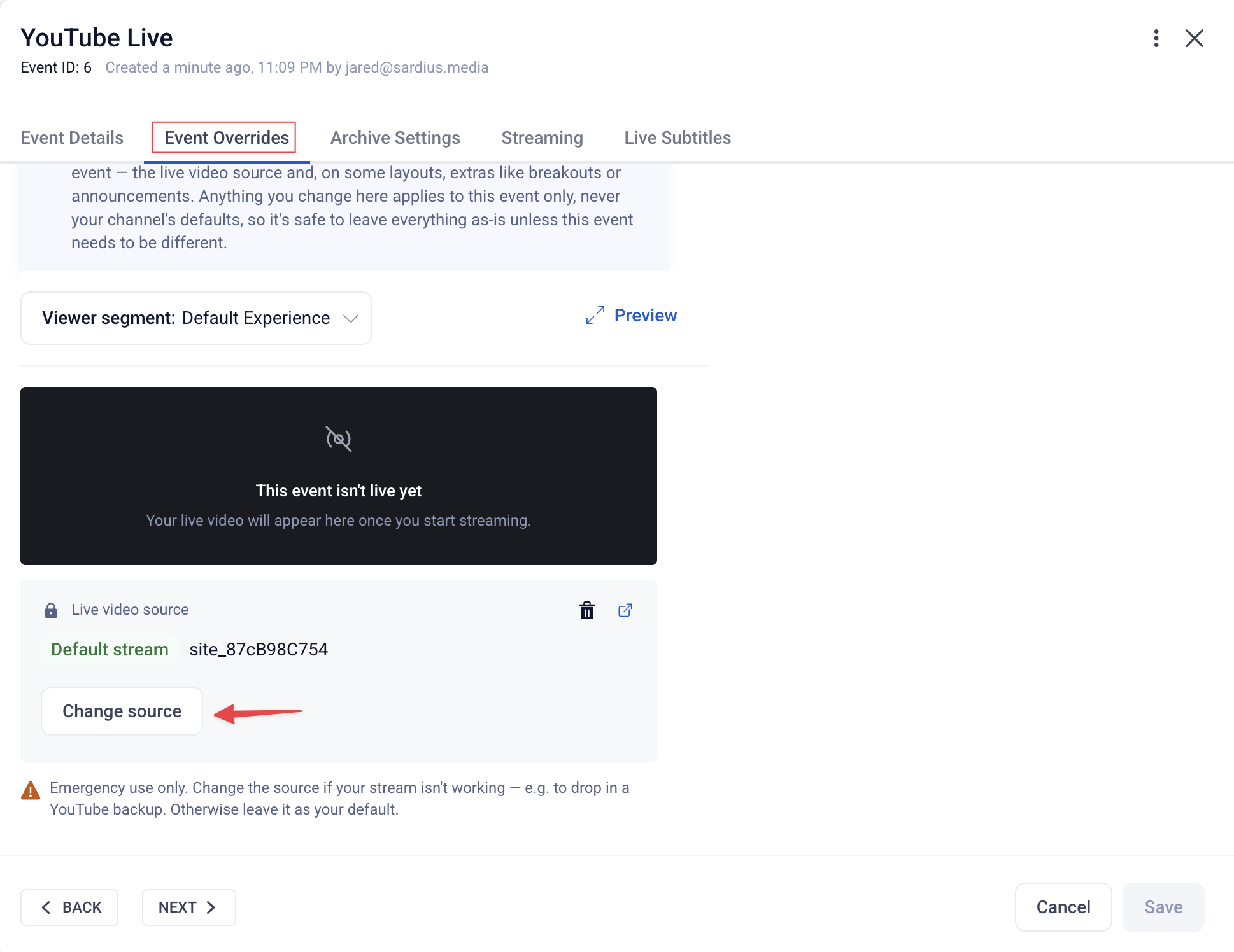 YT change source