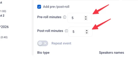 Pre- and Post-Roll Time