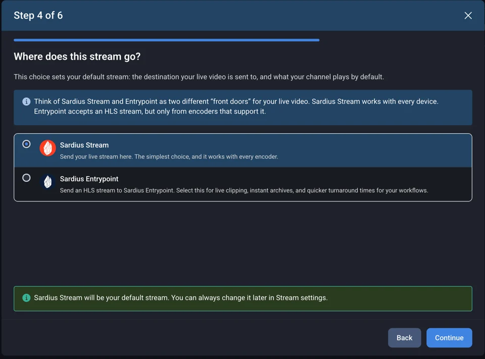 Select Default Stream