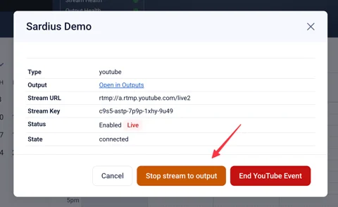 API YT stop output