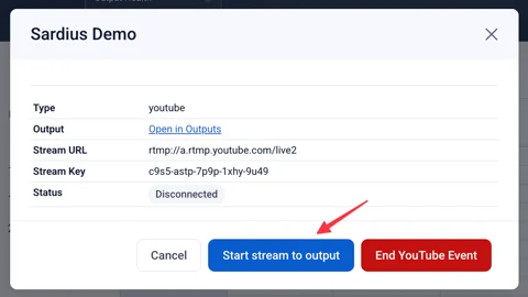 API YT start output